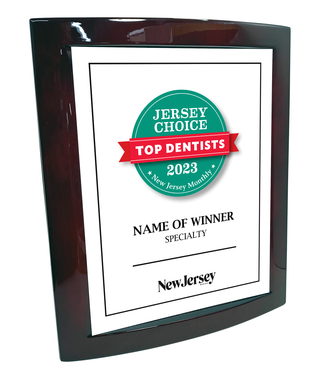 New Jersey Monthly - Jersey's Choice: Top Dentists - Rosewood Plaque