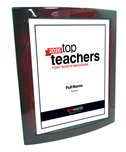 Fort Worth Magazine Top Teachers Rosewood Plaque - Award