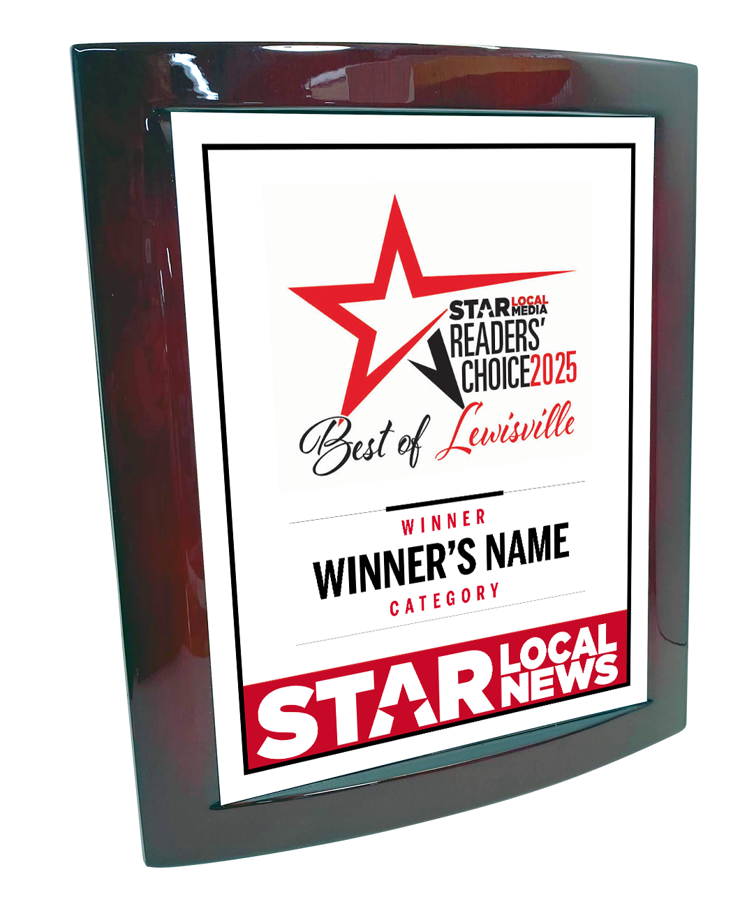 Star Local Media - Best of Lewisville - Eclipse Plaque with Metal Inlay