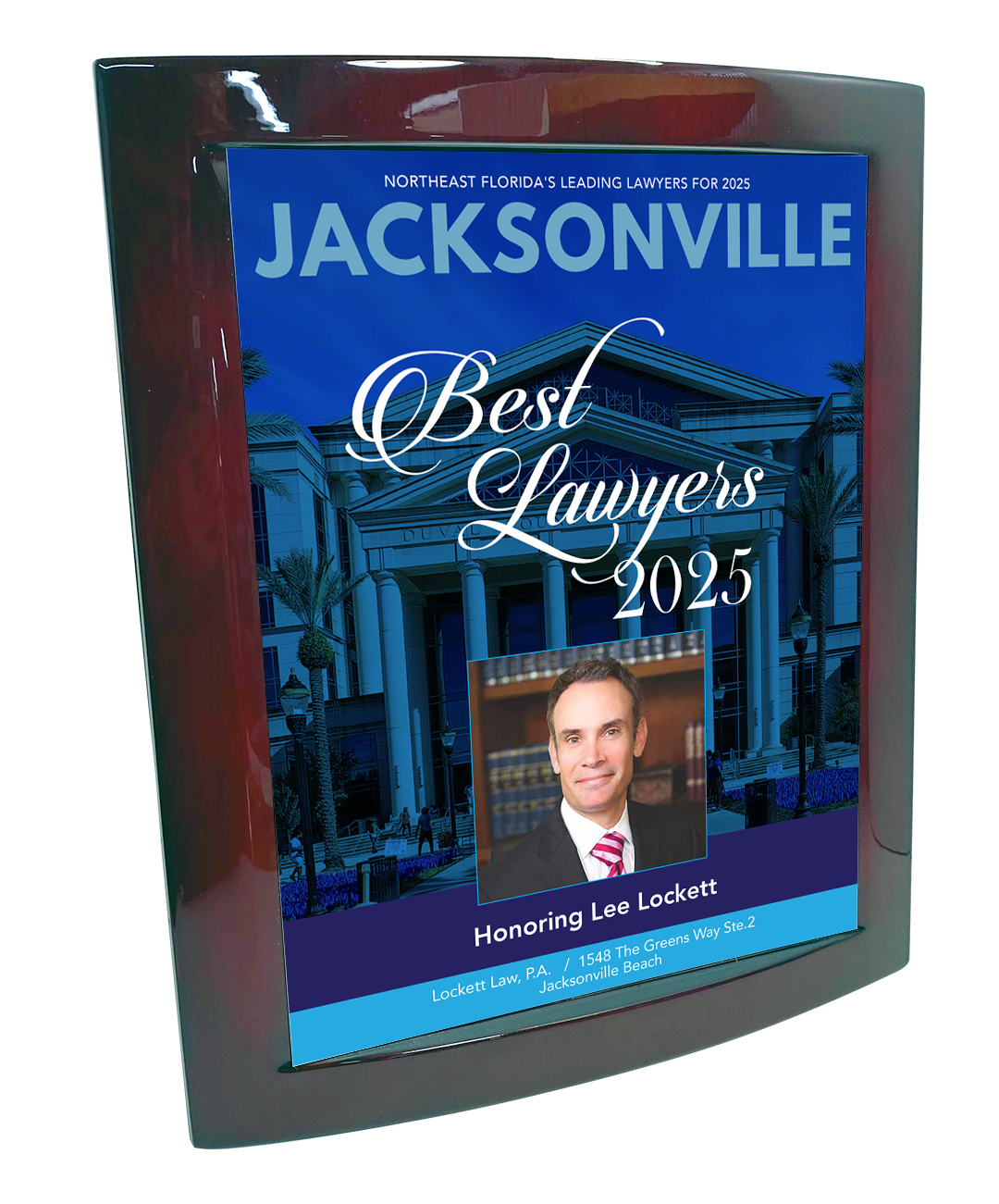 Jacksonville Magazine - Best Lawyers - Eclipse Plaque with Metal Inlay