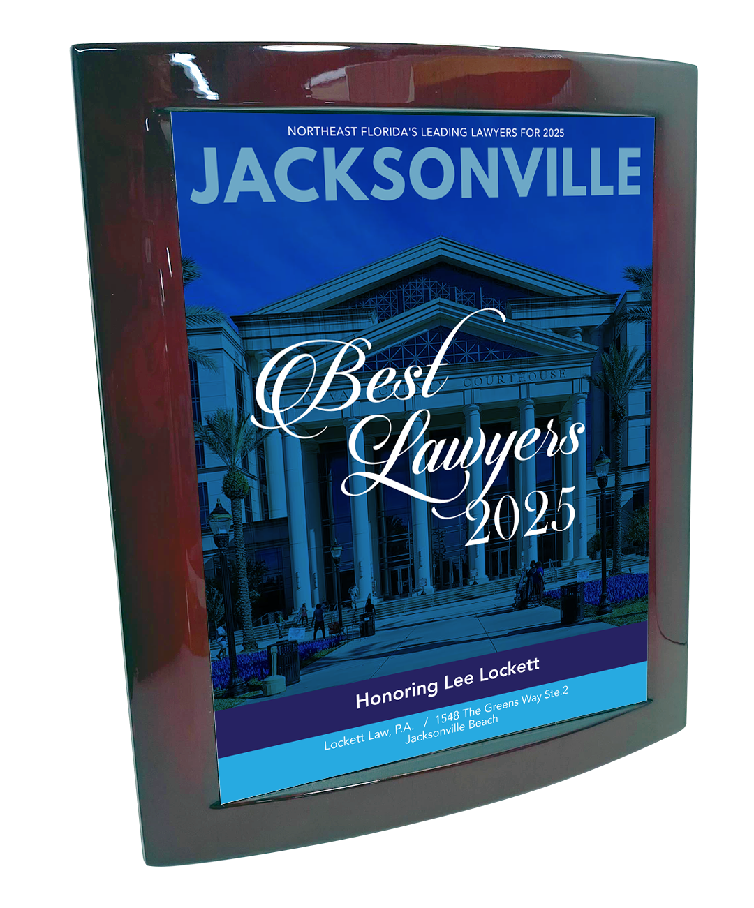Jacksonville Magazine - Best Lawyers - Eclipse Plaque with Metal Inlay