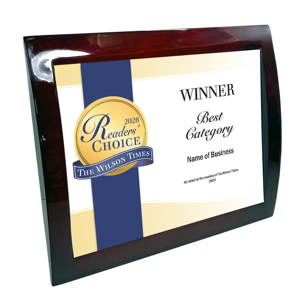 Wilson Times "Readers' Choice" Award - Eclipse Plaque with Metal Inlay