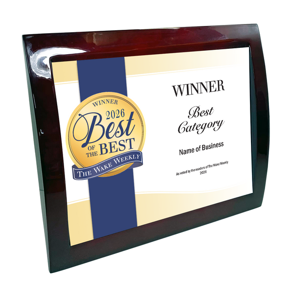 Wake Weekly "Best of the Best" Award - Eclipse Plaque with Metal Inlay