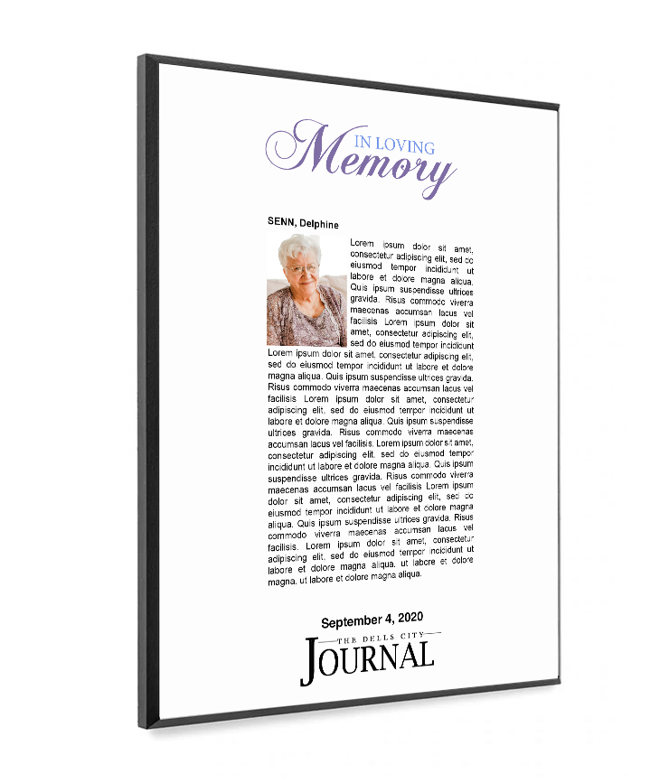 The Dells City Journal Memorial Plaque