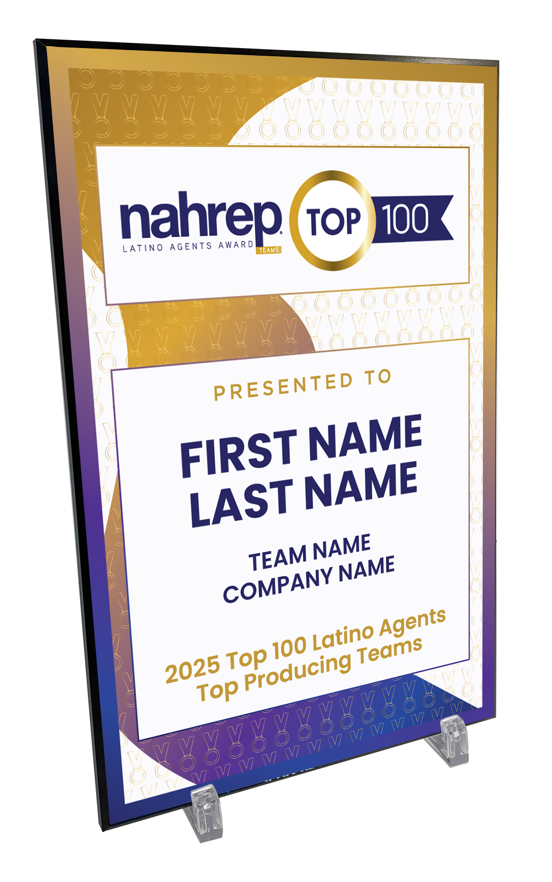 Top 100 Latino Team Leads Award Plaque