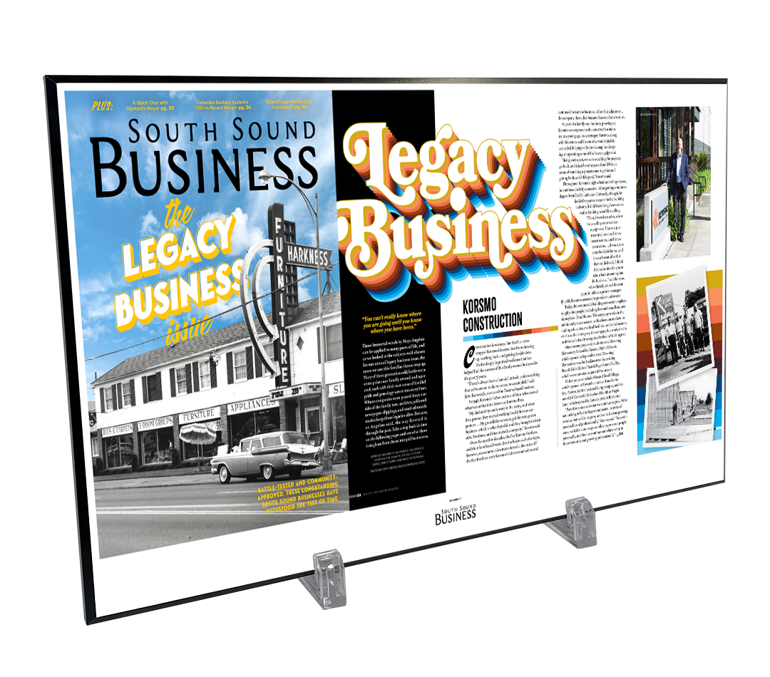 South Sound Business Magazine Article & Cover Plaques