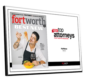 Fort Worth Magazine Top Attorney Melamine Plaque - Cover & Award