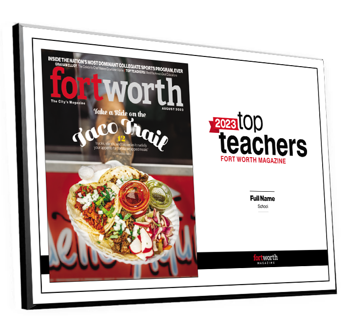 Fort Worth Magazine Top Teachers Melamine Plaque - Cover & Award
