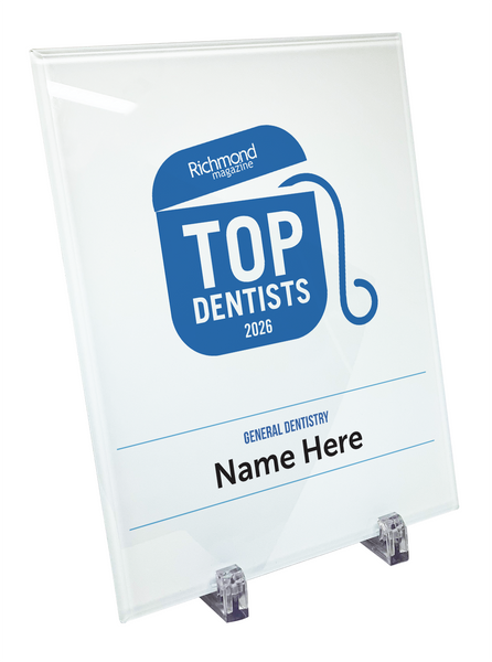 Richmond Magazine "Top Dentists" Logo Award Glass Plaque