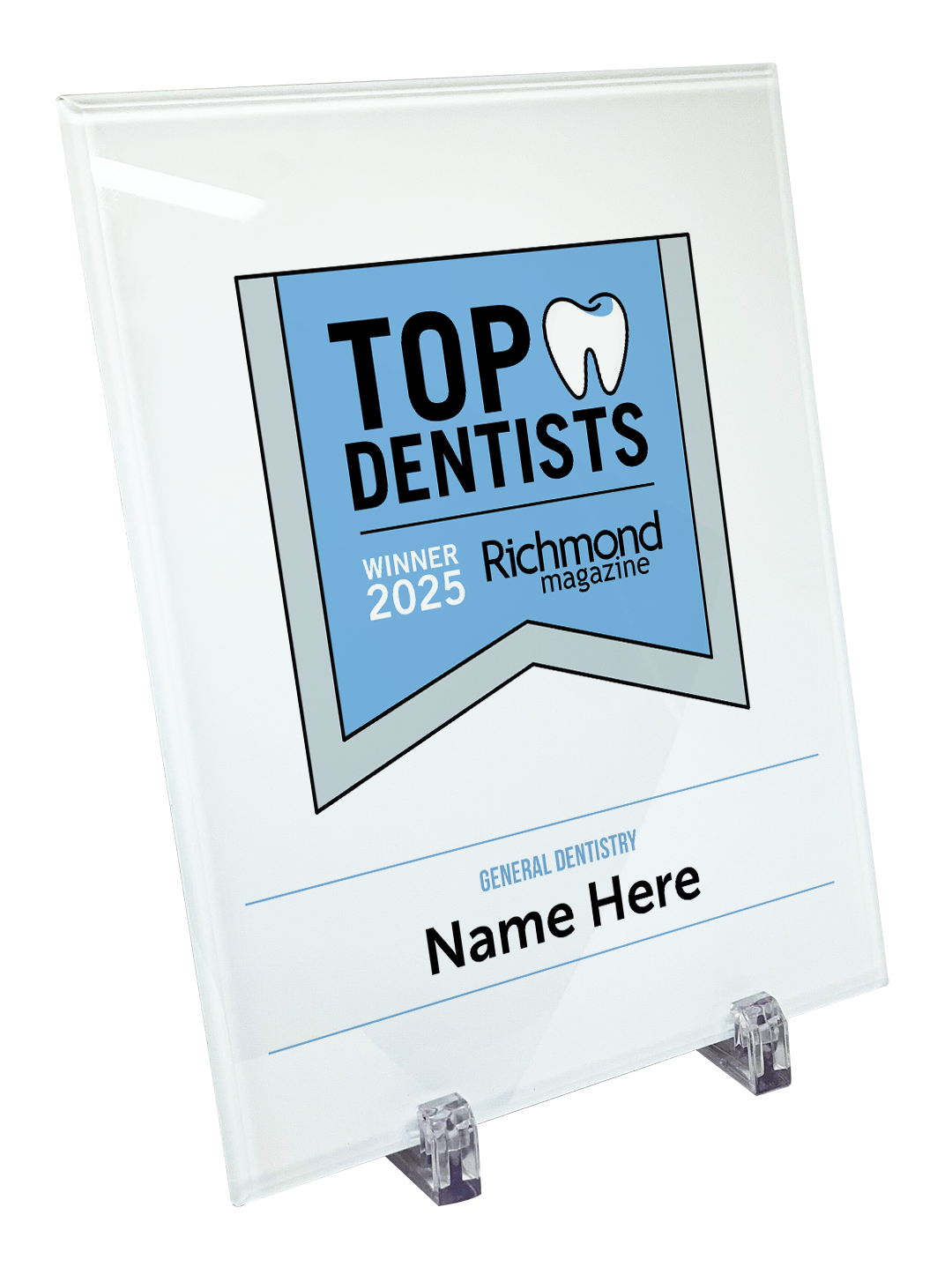 Richmond Magazine "Top Dentists" Logo Award Glass Plaque