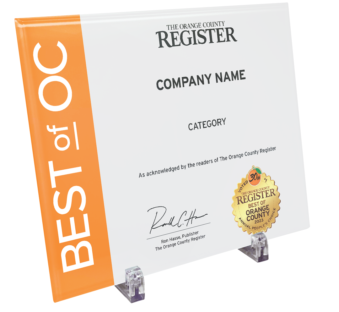 Best Of Orange County Award - Crystal Plaque