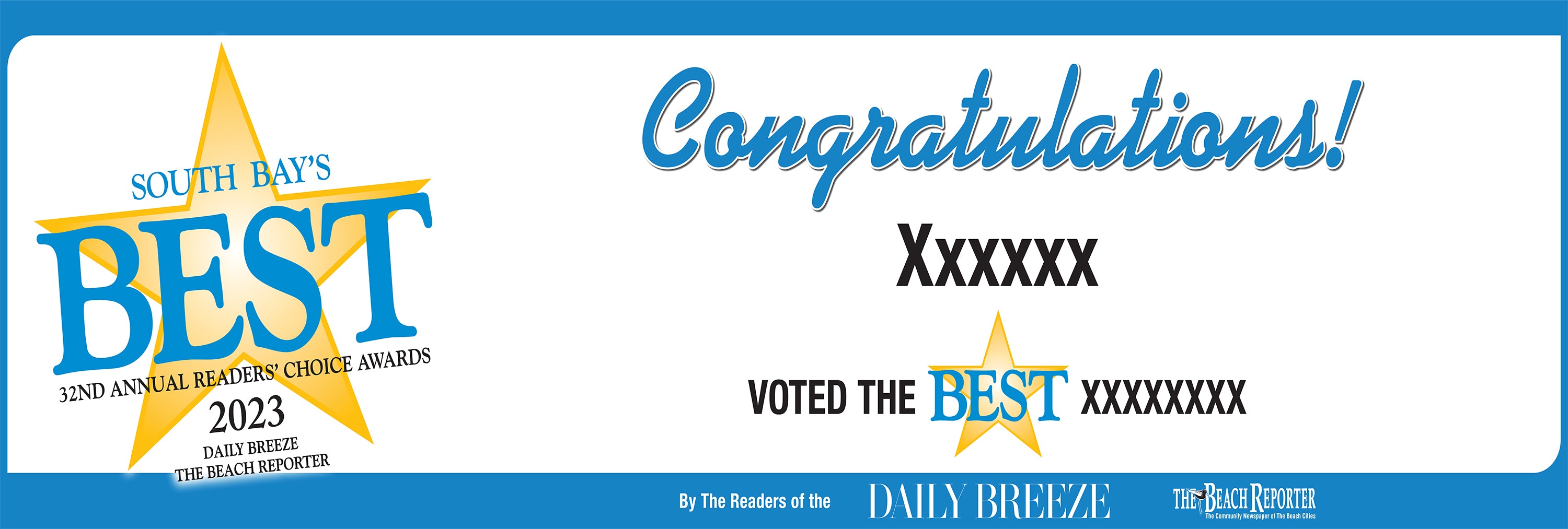 South Bay's Best Of Certificate and Readers Choice Award | Outdoor Banners