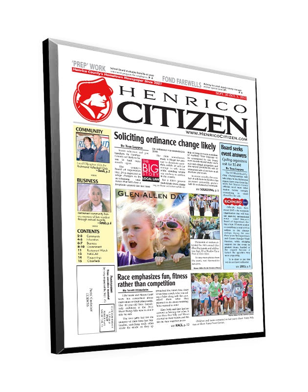 Henrico Citizen Cover Plaque by NewsKeepsake