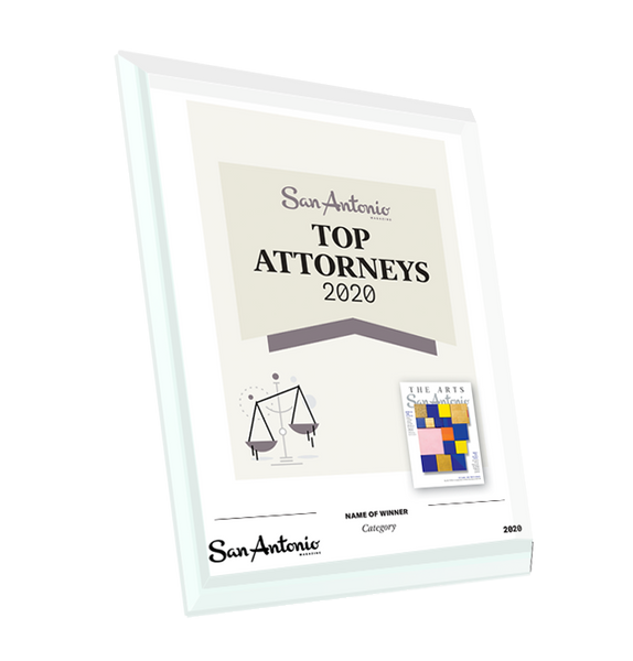 San Antonio Magazine "Top Attorneys" Glass Cover Award Plaque by NewsKeepsake