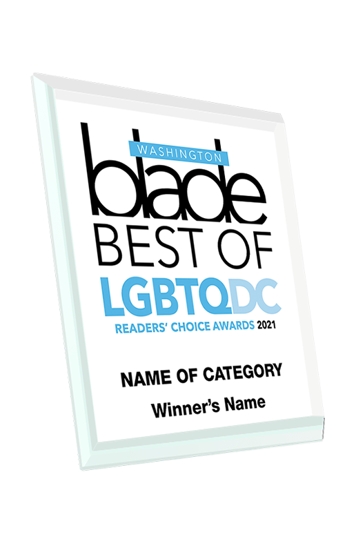 Washington Blade Best of LGBTQ DC Award - Crystal Glass Plaque