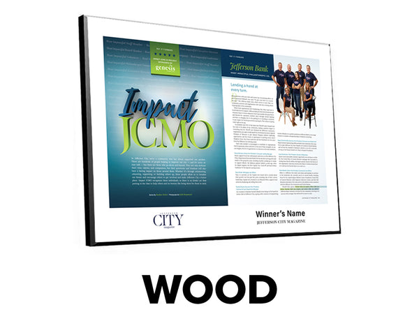 Jefferson City Magazine Impact JCMO Award Plaque