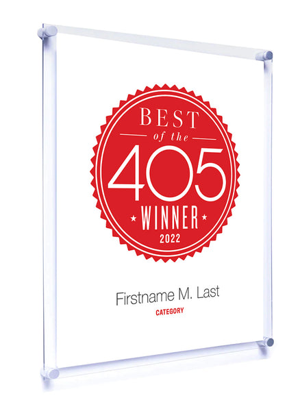 405 Magazine Best of the 405 Award - Acrylic Standoff Plaque