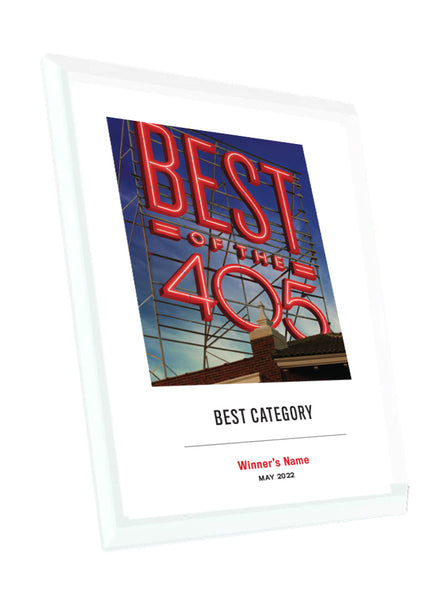 405 Magazine Best of the 405 Award - Glass Plaque