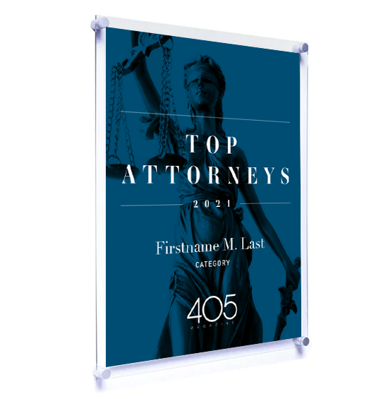 405 Magazine Top Attorneys Award - Acrylic Standoff Plaque