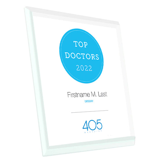 405 Magazine Top Doctors Award - Crystal Plaque