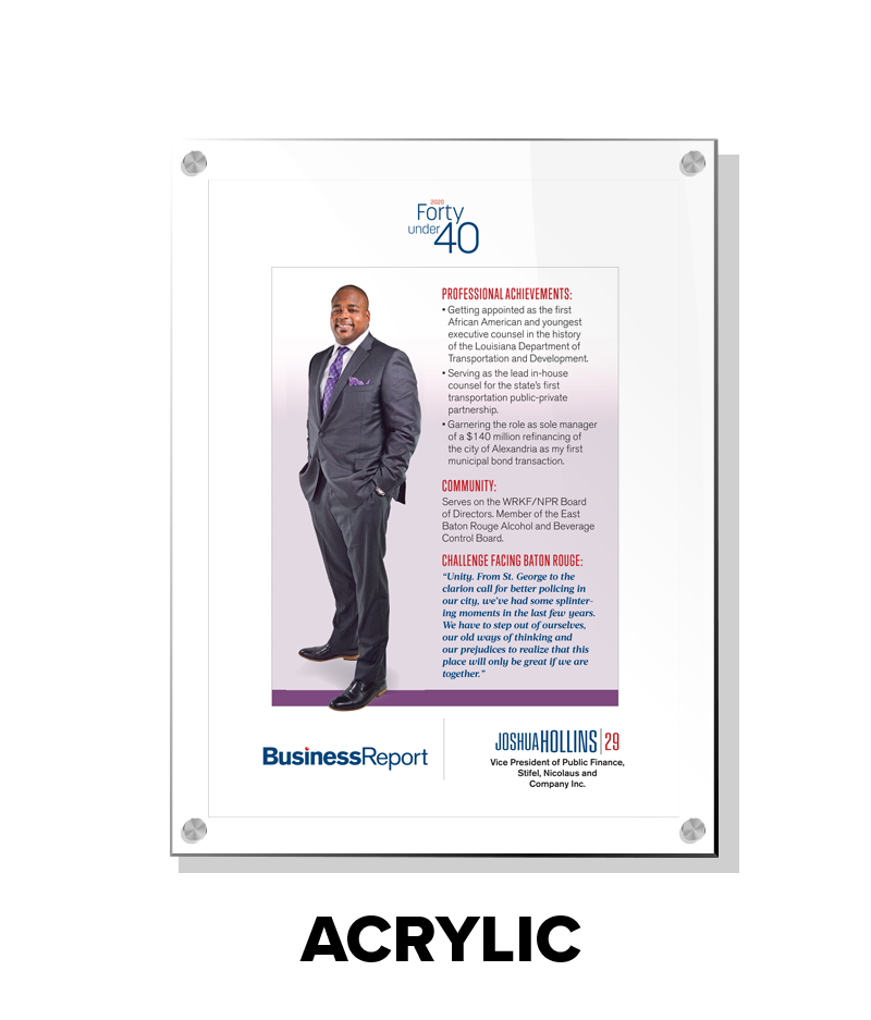 Forty Under 40 Single-Page Article Plaques