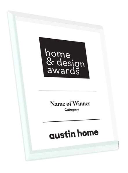 Austin Home "Home & Design" Award -  Crystal Glass Plaque