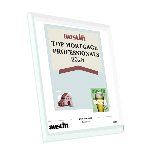 Austin Monthly "Top Mortgage Professionals" Glass Cover Award Plaque by NewsKeepsake