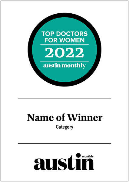 Austin Monthly "Top Doctors for Women" Glass Cover Award Plaque