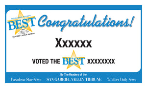 SGVN Best Of Certificate and Readers Choice Award | Outdoor Banners