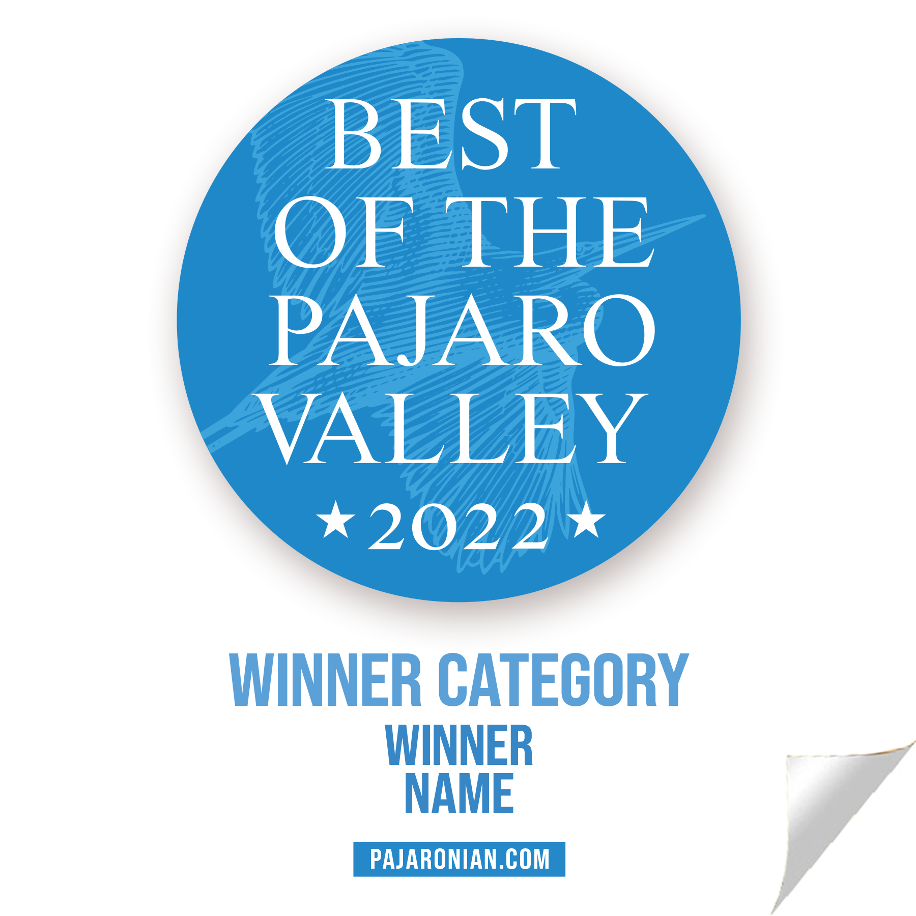 "Best of Pajaro Valley" Award Window Cling