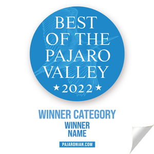 "Best of Pajaro Valley" Award Window Cling