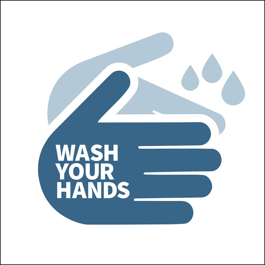 Wash Your Hands Bathroom Sign in Blue by NewsKeepsake