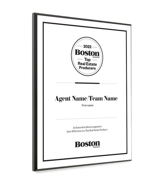 Boston Magazine Top Real Estate Producers Plaques