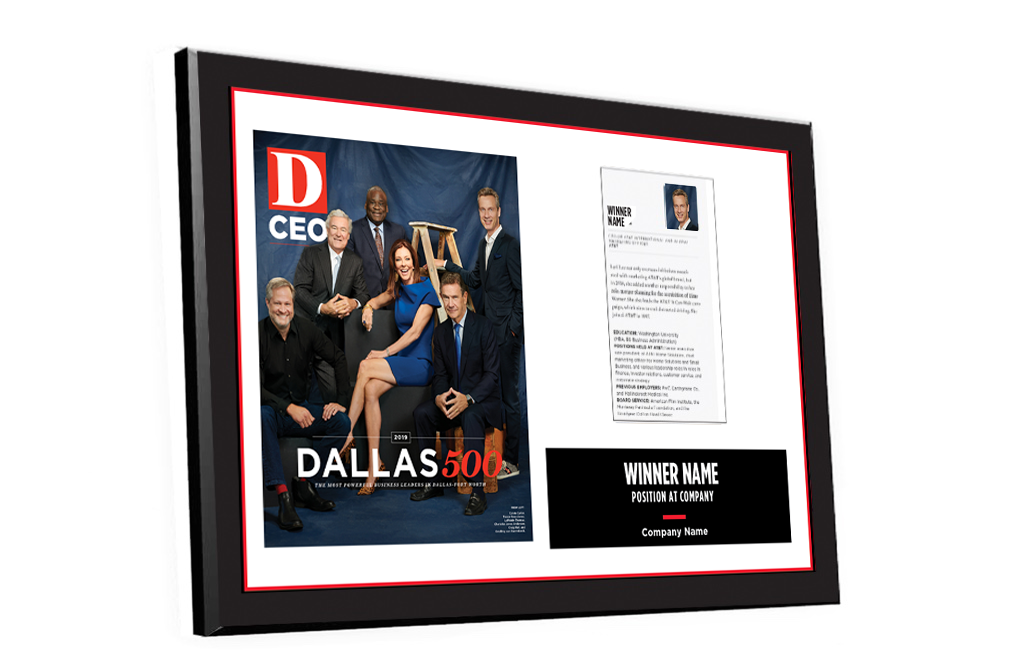 D CEO Dallas 500 Article & Cover Spread Plaque by NewsKeepsake