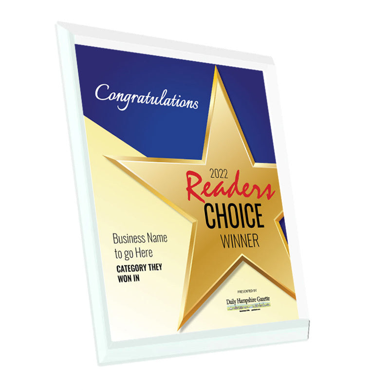 Daily Hampshire Gazette Readers Choice Crystal Plaque