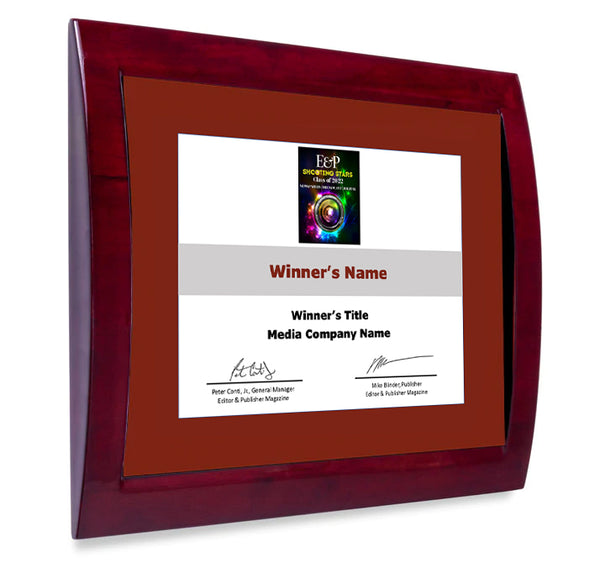 Editor and Publisher Award Plaque | Rosewood with Metal Inlay