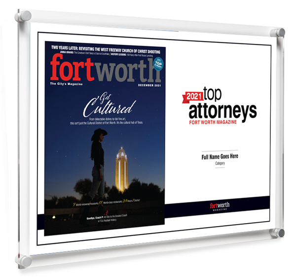 Fort Worth Magazine Top Attorney Acrylic Plaque - Cover & Award