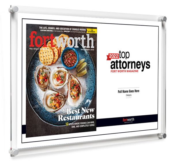 Fort Worth Magazine Top Attorney Acrylic Plaque - Cover & Award