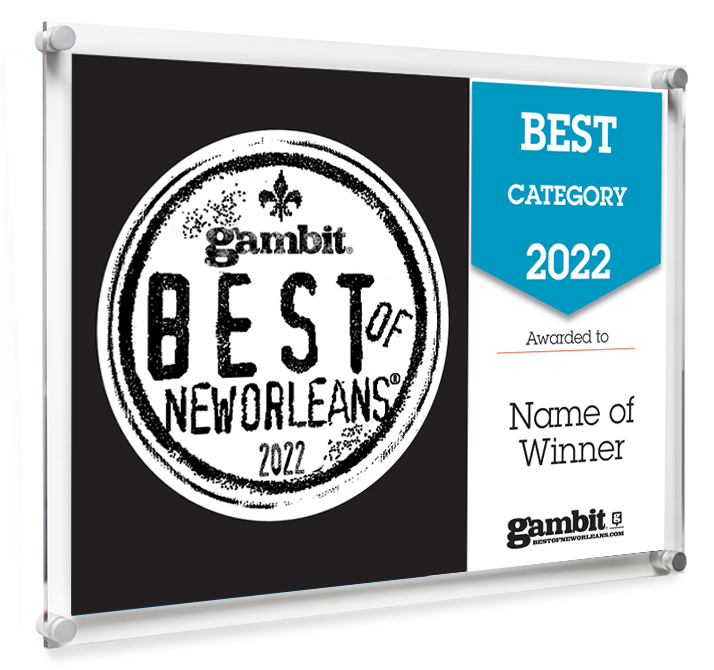 Gambit "Best of New Orleans" Award Plaque - Acrylic Standoff