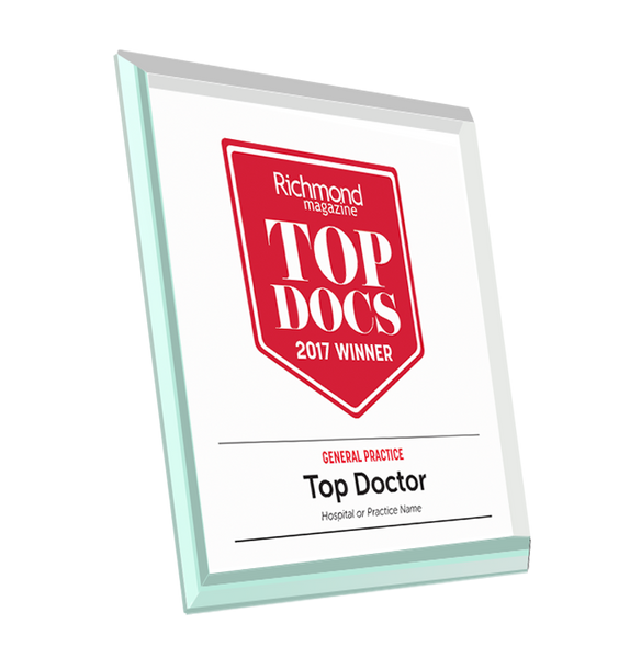Richmond Magazine "Top Docs" Logo Award Glass Plaque by NewsKeepsake