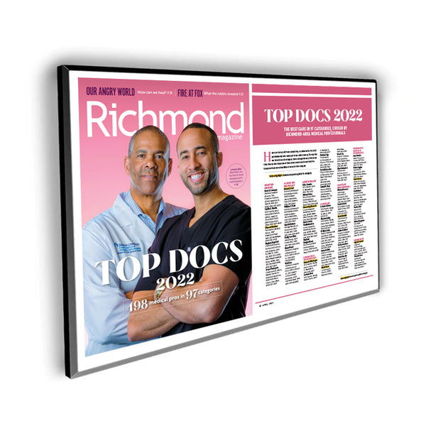 Richmond Magazine "Top Docs" Cover / Article Plaque - 18" x 12"