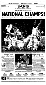 Commemorative Oregonian Front Page - National Champs 2006!