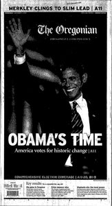 Commemorative Oregonian Front Page - Obama's Time