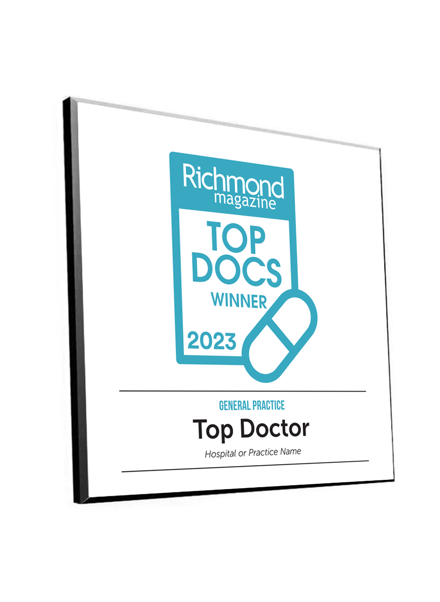 Richmond Magazine "Top Docs" Logo Award Plaque
