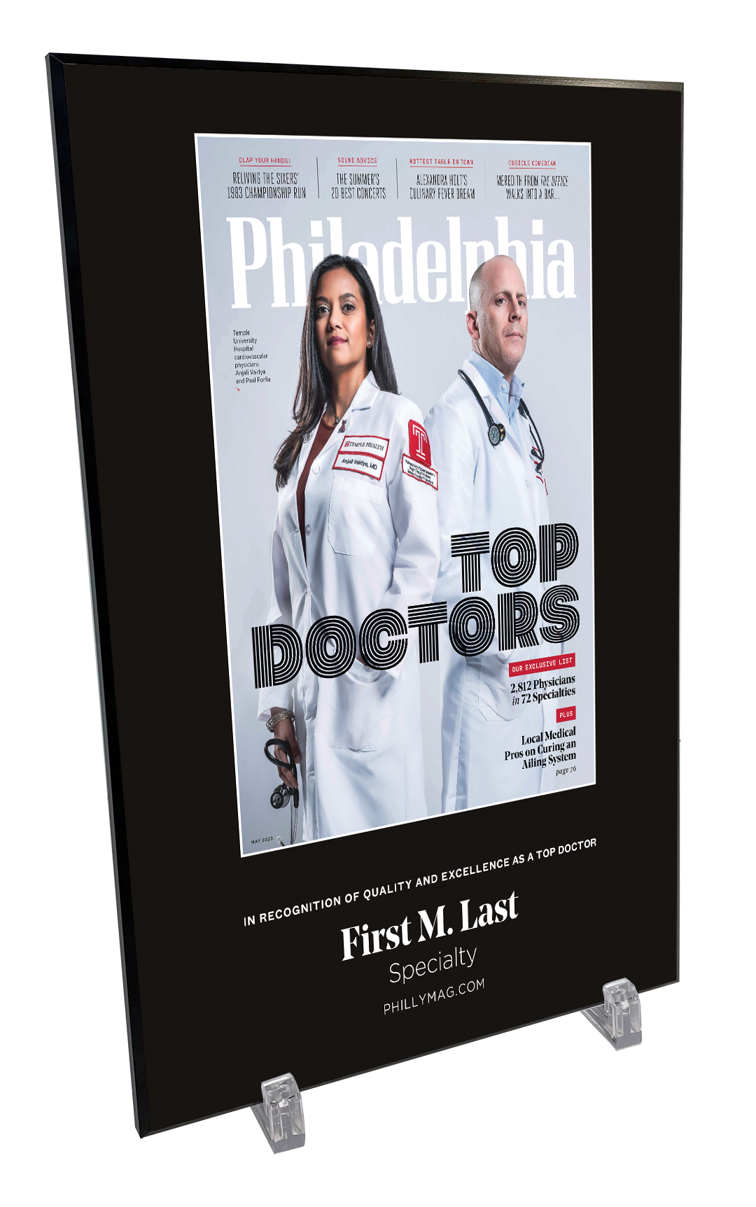 Philadelphia magazine Top Doctors Cover Award Plaque