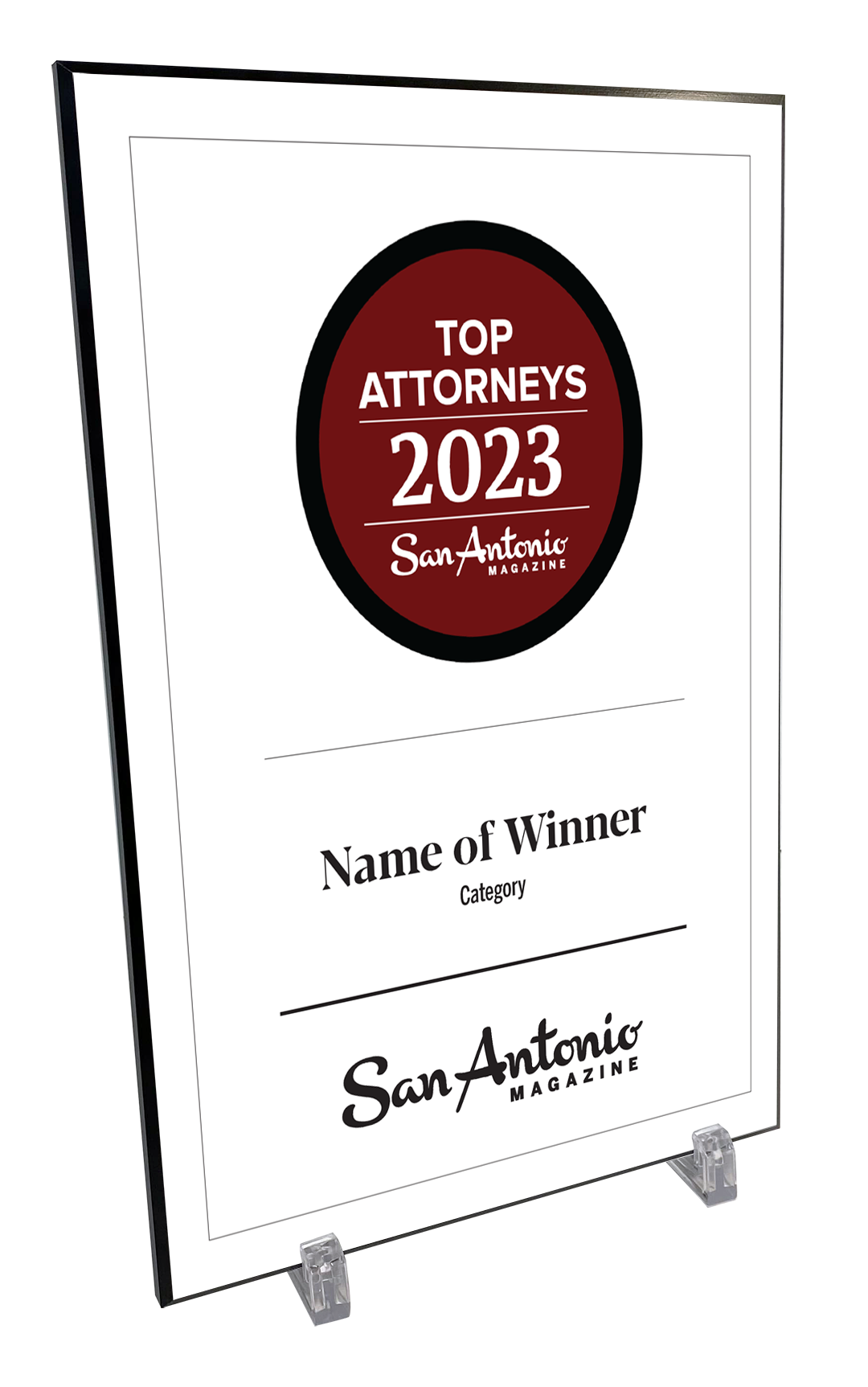 San Antonio Magazine "Top Attorneys” Mounted Archival Award Plaque