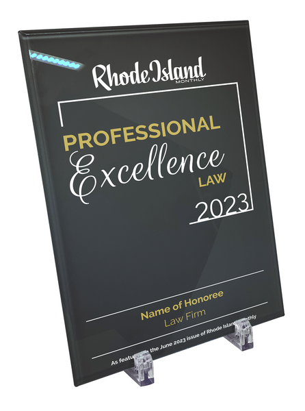 Rhode Island Monthly Excellence in Law Award | Glass Plaque