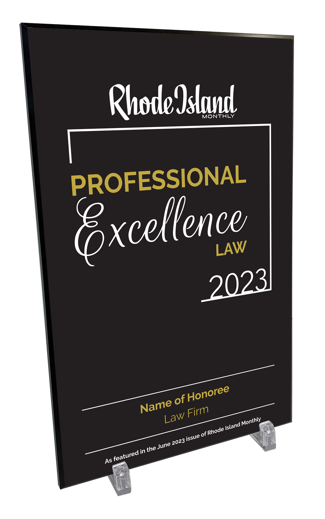 Rhode Island Monthly Professional Excellence in Law Award Plaque