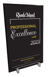 Rhode Island Monthly Professional Excellence in Law Award Plaque