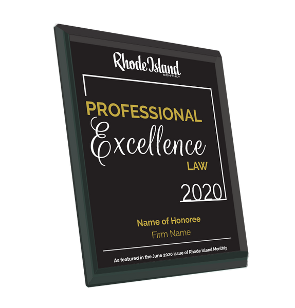 Rhode Island Monthly Excellence in Law Award | Glass Plaque by NewsKeepsake